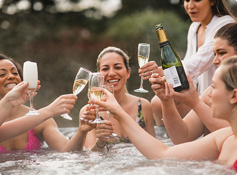 people are cheering up in the swim spa